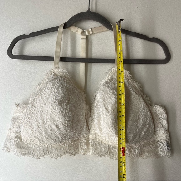 Aerie Ivory Lace Bralette XL | Racerback Padded Longline Lace Bra Lingerie Top - Picture 2 of 6